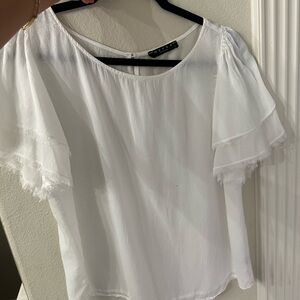Maven West White Ruffled Blouse